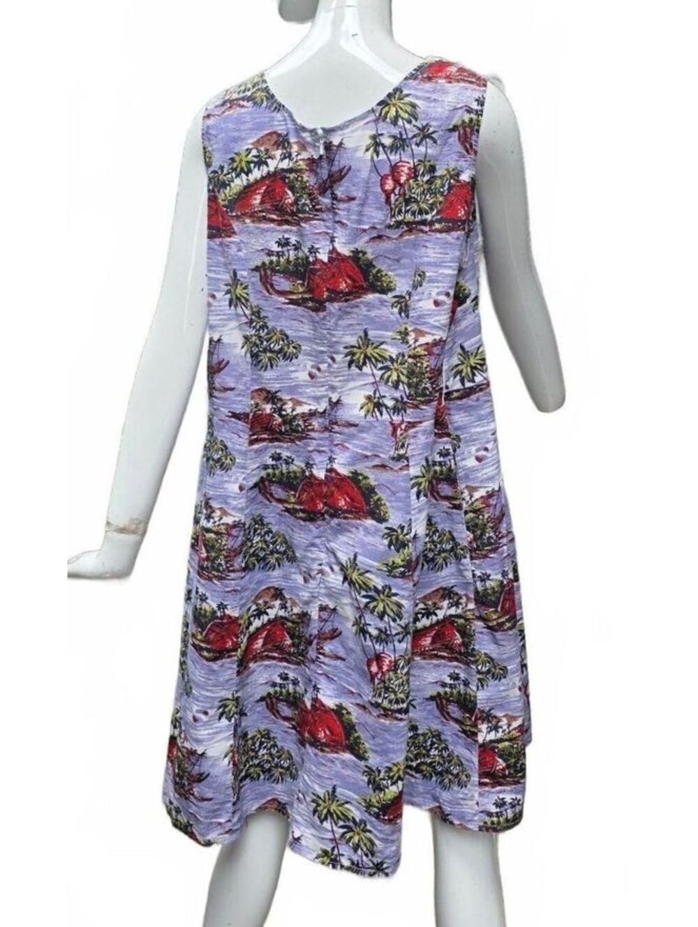eShakti Cotton Island Print Empire Waist Cutout Neckline Dress Pockets  XXL - Picture 3 of 15
